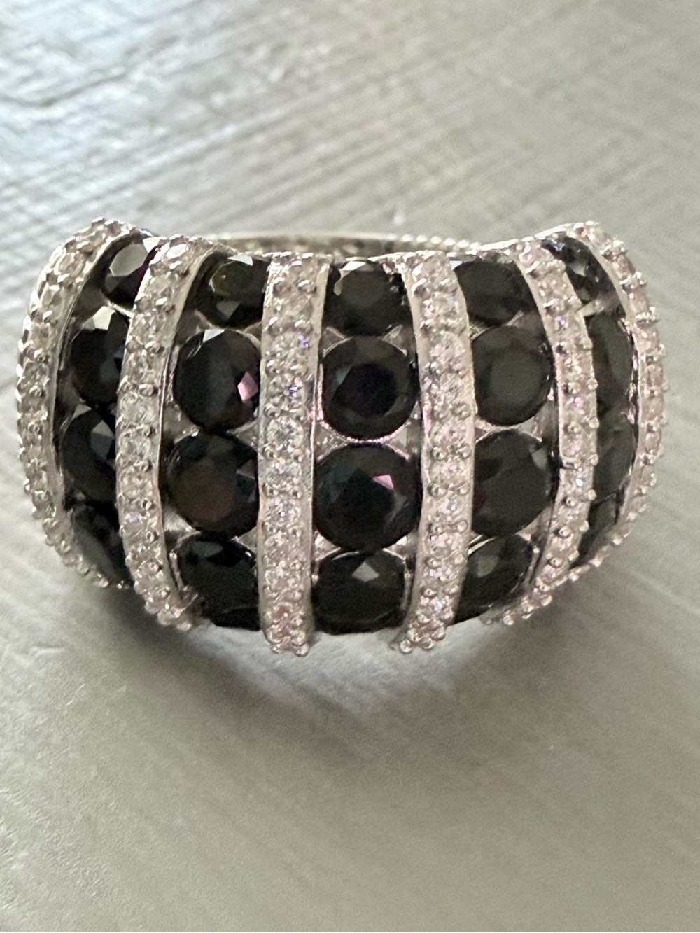 Judith Ripka 925 Sterling Silver Black Crystal Dome Ring Women’s 9 NEW
